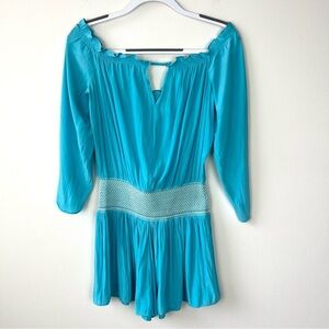 Ramy Brook Blue Satin Flowy Romper